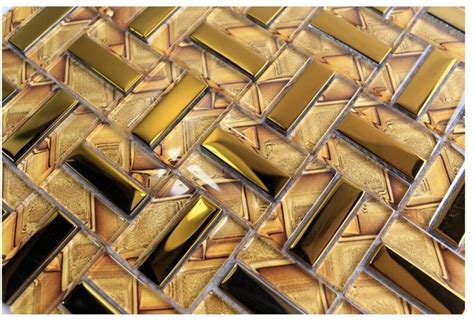 Electroplated Gold Glass Mosaic Kitchen Wall Tile Jmfgt091 Gold Crystal