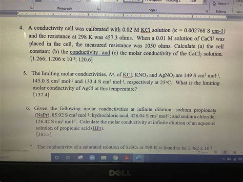 Answered 4 A Conductivity Cell Was Calibrated Bartleby