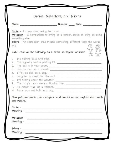 Simile And Metaphor Worksheets 1