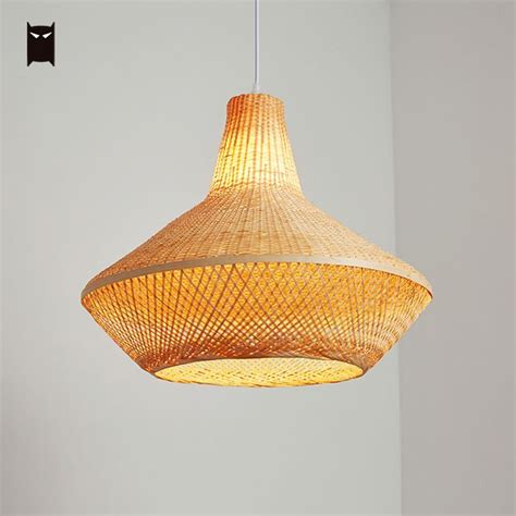 Soleilchat Bamboo Wicker Rattan Hand Woven Pendant Light Fixture