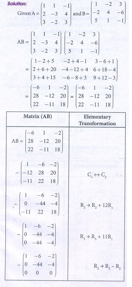 Exercise Rank Of A Matrix Problem Questions With Answer Solution