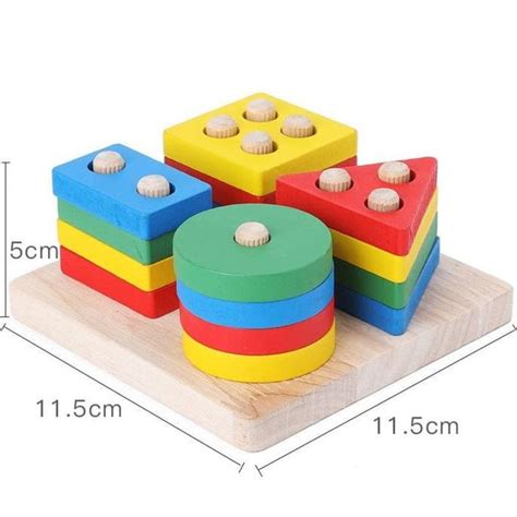 Jual Mainan Edukasi Basic Shape Kayu Balok Geometri Montessori Bentuk Warna Shopee Indonesia