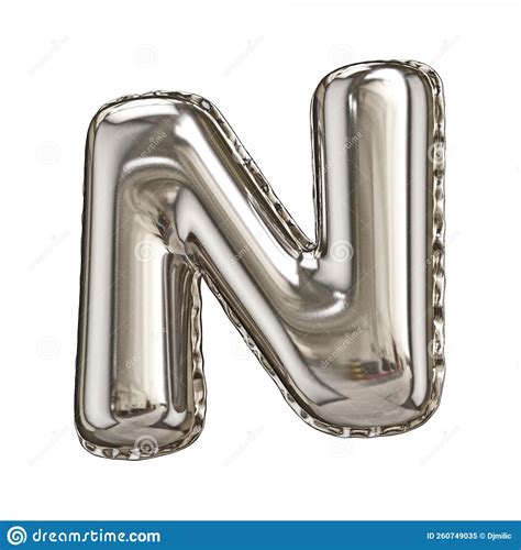 Silver Foil Balloon Font Letter N 3D Stock Illustration Illustration