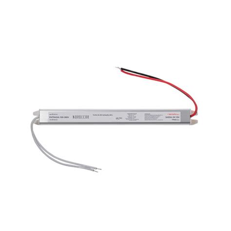 Fonte Mini Slim 3A 36W Bivolt 12V Perfil Fita LED Nordecor