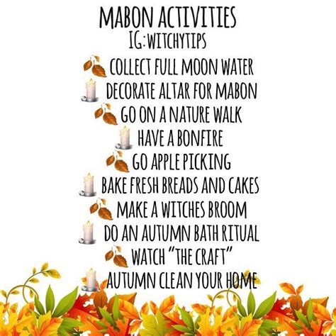 An Autumn Themed Poem With Candles And Leaves On It That Reads Mabon