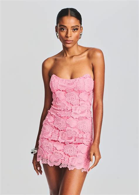 Eliza Lace Strapless Mini Dress Retrofete