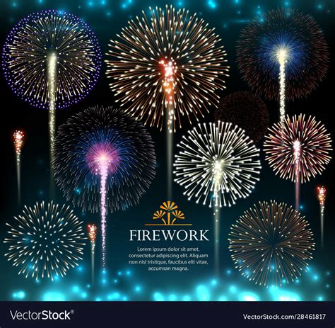 Set Fireworks Invitation To A Holiday Royalty Free Vector