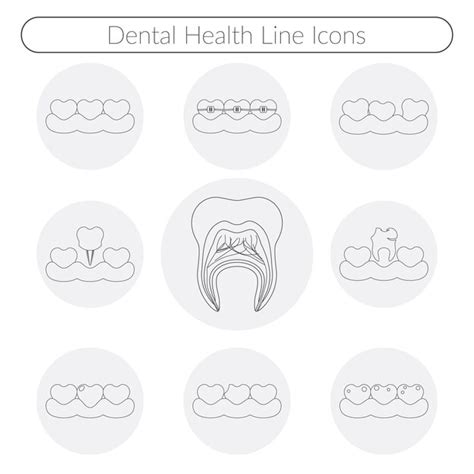 Iconos De Línea De Vector De Cuidado Dental De Conjunto De Iconos De