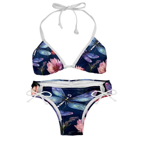 Dragonfly Bikini Set With Detachable Sponge Adjustable Strap Two