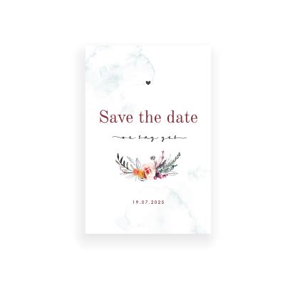 Save The Date Uitnodiging Bloemen Watercolour Ronde Hoeken