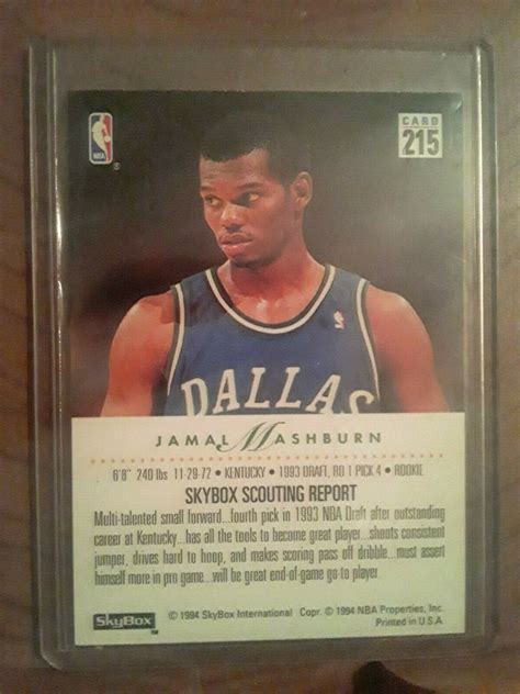 Jamal Mashburn Skybox Dallas Mavericks Rookie Basketball