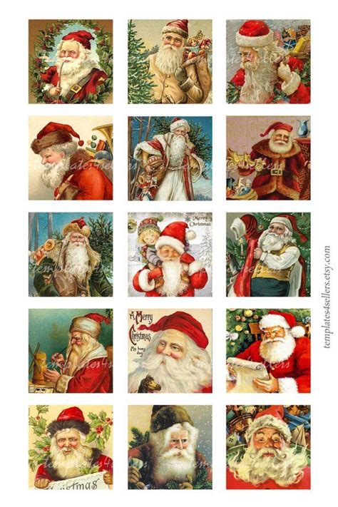 Digital Collage Sheet Vintage Christmas Time New Year Santa Claus