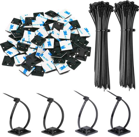 Amazon 140 Pack 3 4 Zip Tie Adhesive Mounts Self Adhesive Cable