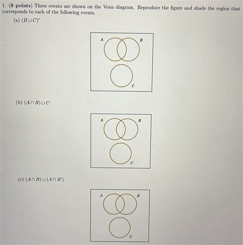 Points Three Events Are Shown On The Venn Diagram Reproduce Th