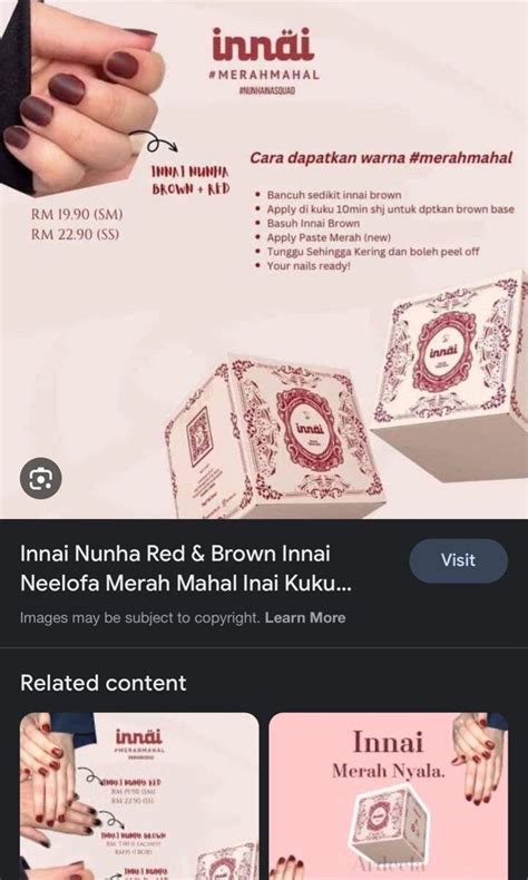 Nunha Inai Merah Mahal Beauty Personal Care Hands Nails On Carousell