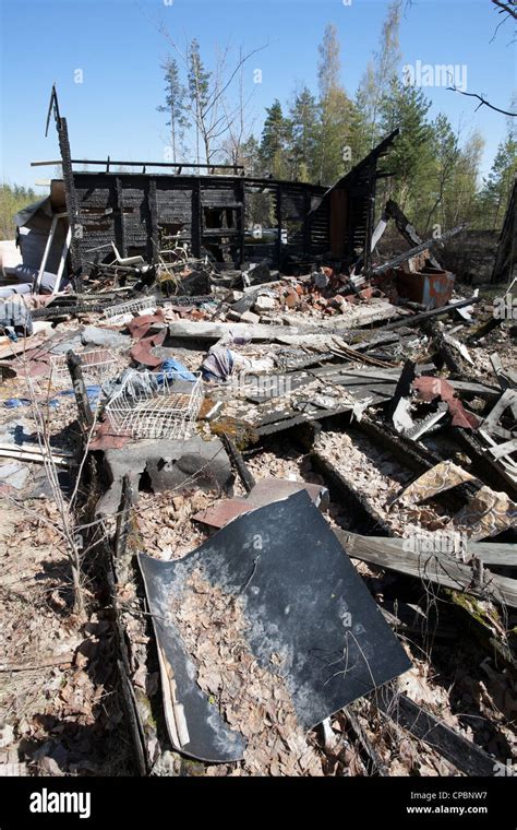 Burned House Ruins Finland Stock Photo Alamy