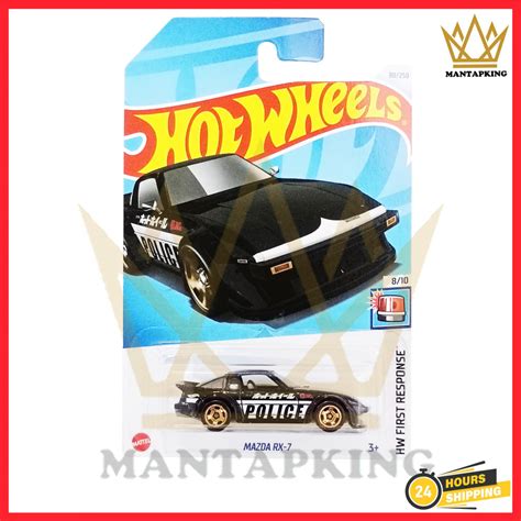 Hot Wheels Mazda RX 7 2024 First Response 8 10 Black Police Hotwheels Mazda Rx7 Warna Hitam