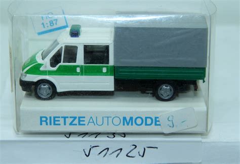 Rietze Ford Transit Lkw Pritsche Plane Polizei Gr N F R