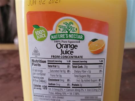 Orange Juice Not From Concentrate Nutrition Facts | Besto Blog