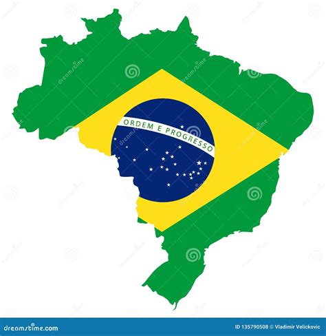 Brazil Flag And Map Federative Republic Of Brazil Stock Vector