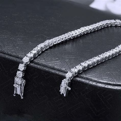 Lab Diamond Tennis Chain Silver Tennis Necklace And Bracelet Set 10K