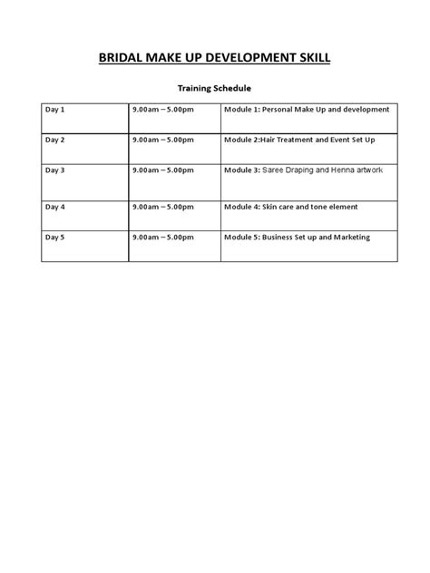 Training Schedule | PDF