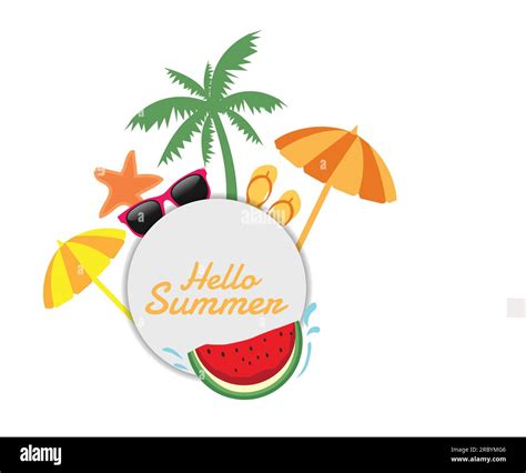 Hello Summer Vector Banner Design Hello Summer Greeting In White