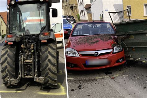 Unfall In Hahnheim W Hrend Der Fahrt Traktor Anh Nger L St Sich Und