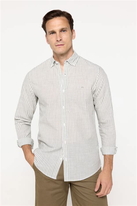 Camisa Slub Rayas Camisas De Hombre Springfield Mx