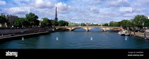 Pont des Invalides bridge and Eiffel Tower seen from Seine River, Paris ...