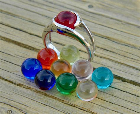 Interchangeable Ring With 10 8mm Glass Stones Etsy Interchangeable