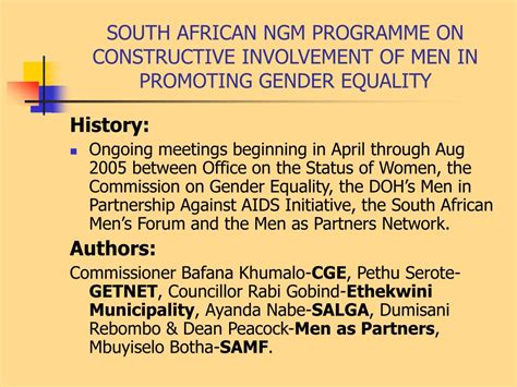 Ppt South African National Gender Machinery Ngm Programme On