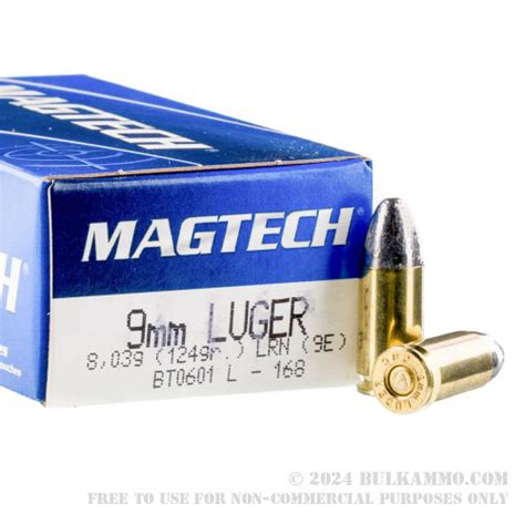 50 Rounds Of Bulk 9mm Ammo By Magtech 124gr LRN