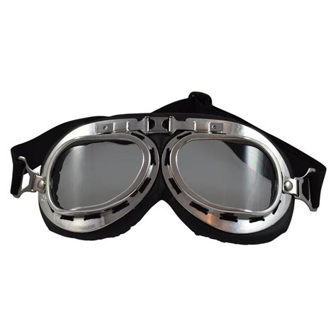 Cushioned Aviator Goggles Silver Tone And Blue Green Lenses