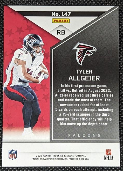 Panini Rookies Stars Rookies Tyler Allgeier Rc For Sale