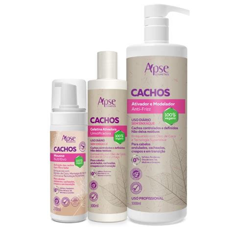 Kit Finalizadores Mousse Gelatina E Ativador Modelador De Cachos Apse