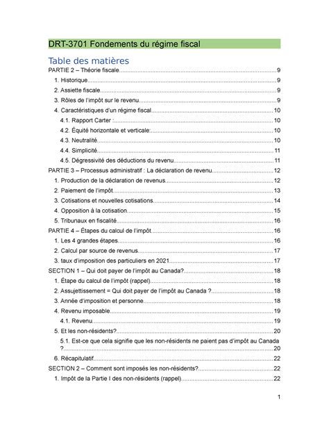 DRT 3701 NDC Final Notes DRT 3701 Fondements du régime fiscal