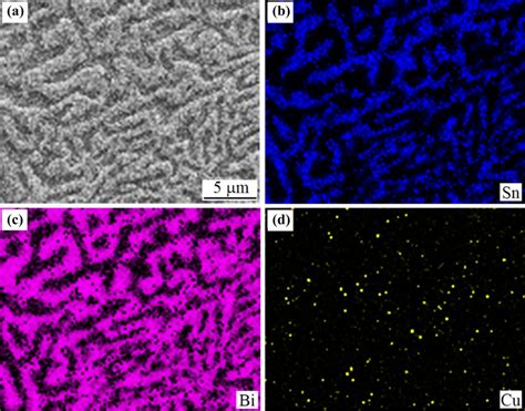 Results Of Element Mapping In Sn Bi Cu Solder A Solder