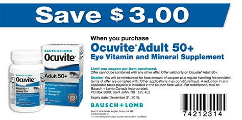 Ocuvite Canada Coupons Save 3 When You Buy Ocuvite Adult 50 Eye