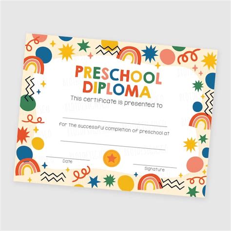 Printable Preschool Graduation Editable Diploma Customizable - Etsy