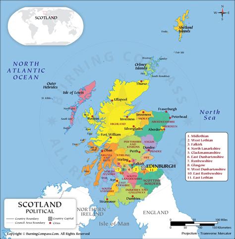 Scotland Council Areas Map, Scotland Political Map