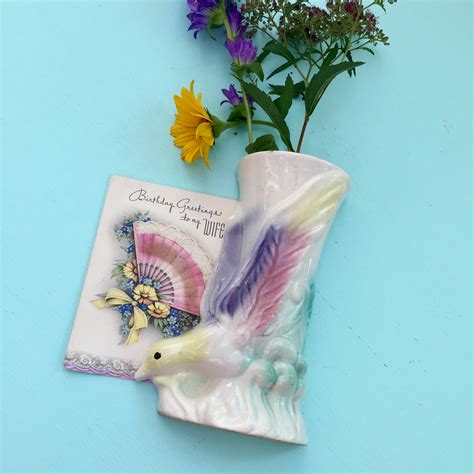 vintage wall pocket vintage bird wall pocket ceramic wall pocket