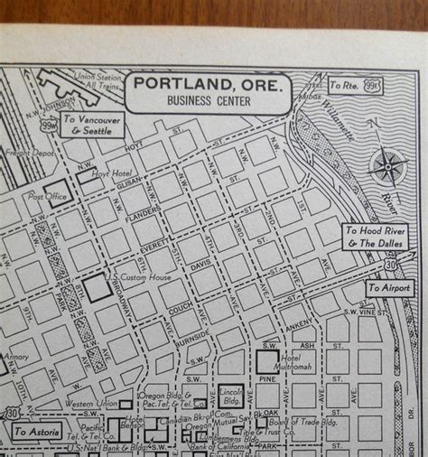 Portland city street map Vintage Portland Oregon Business