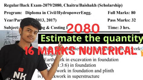 Estimating Numerical Th Semester Estimating And Costing Important