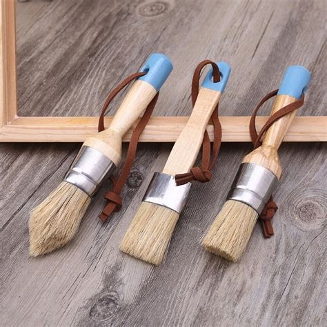 Pcs Chalk Paint Wax Brush Set Soft Bristle Wide Pointed Round Brushes