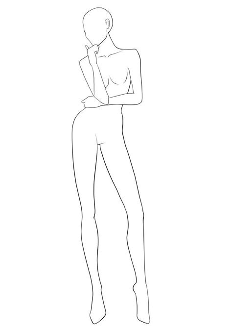 Front View Fashion Figure Template For Designing Fashion Sketches