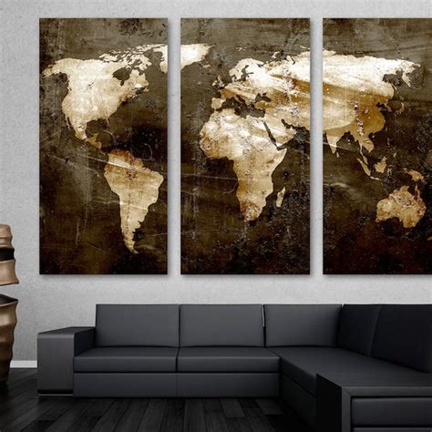 Rustic World Map - Etsy