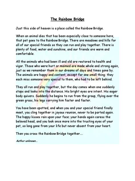 A Place of Eternal Reunion: A Description of the Rainbow Bridge Where ...