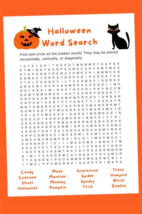 halloween word search printable   kids crafts  activities