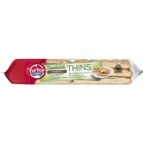 Tip Top Sandwich Thins Wholemeal Bread Pack Woolworths